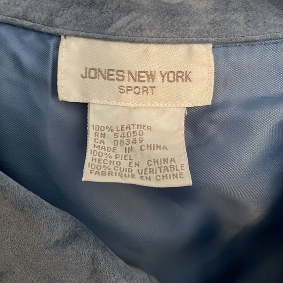 Chambray blue zip up suede jacket lightweight - Picture 2 of 5